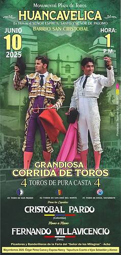 Feria taurina Huancavelica 2025 - 10/6/2025