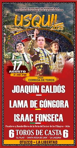 Corrida de toros Usquil 2025
