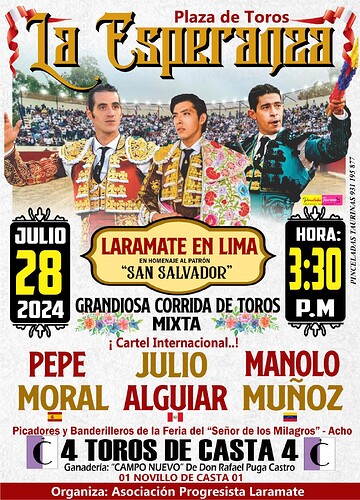 Corrida de toros Laramate 2024 La Esperanza