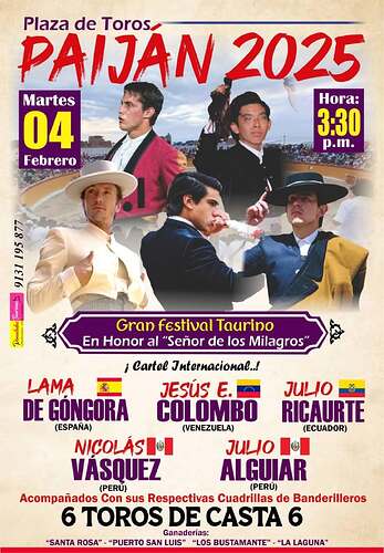 Festival taurino Paiján 2025